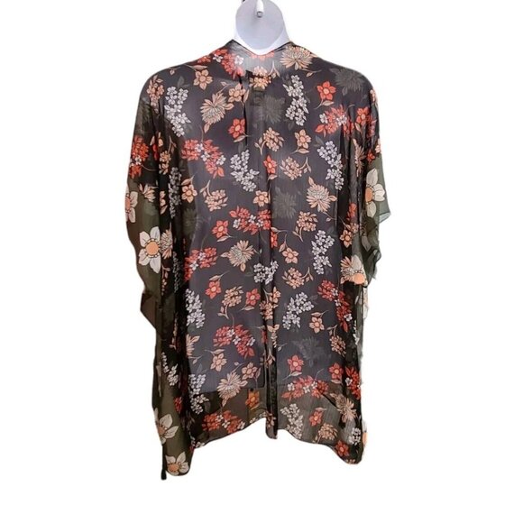 Libby Edelman Kimono Womens OS Floral Print Lightweight Open Front Tasse… - Picture 2 of 5